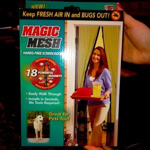 Magic Mesh Deluxe- Black- Hands Free Magnetic Screen Door, Mesh Curtain